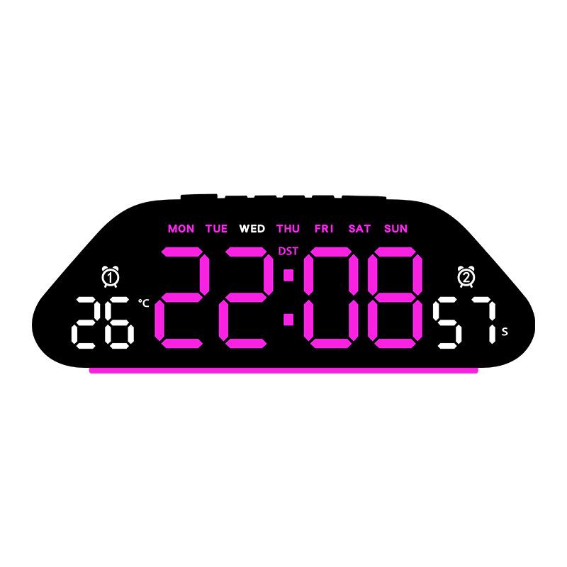 LED Digital Alarm Clock Temperature Week Date Display Timer Brightness Adjustment Electronic Table Clock with Ambient Light