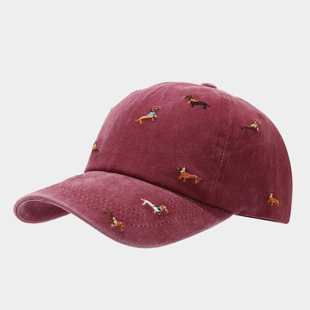 Berretto da Baseball Unisex con Ampio Visiera Morbido per Esterno Ricamato Decorato Cappellino a Becco d'Anatra con Cane Piccolo Retrò Street Cappellino a Becco d'Anatra