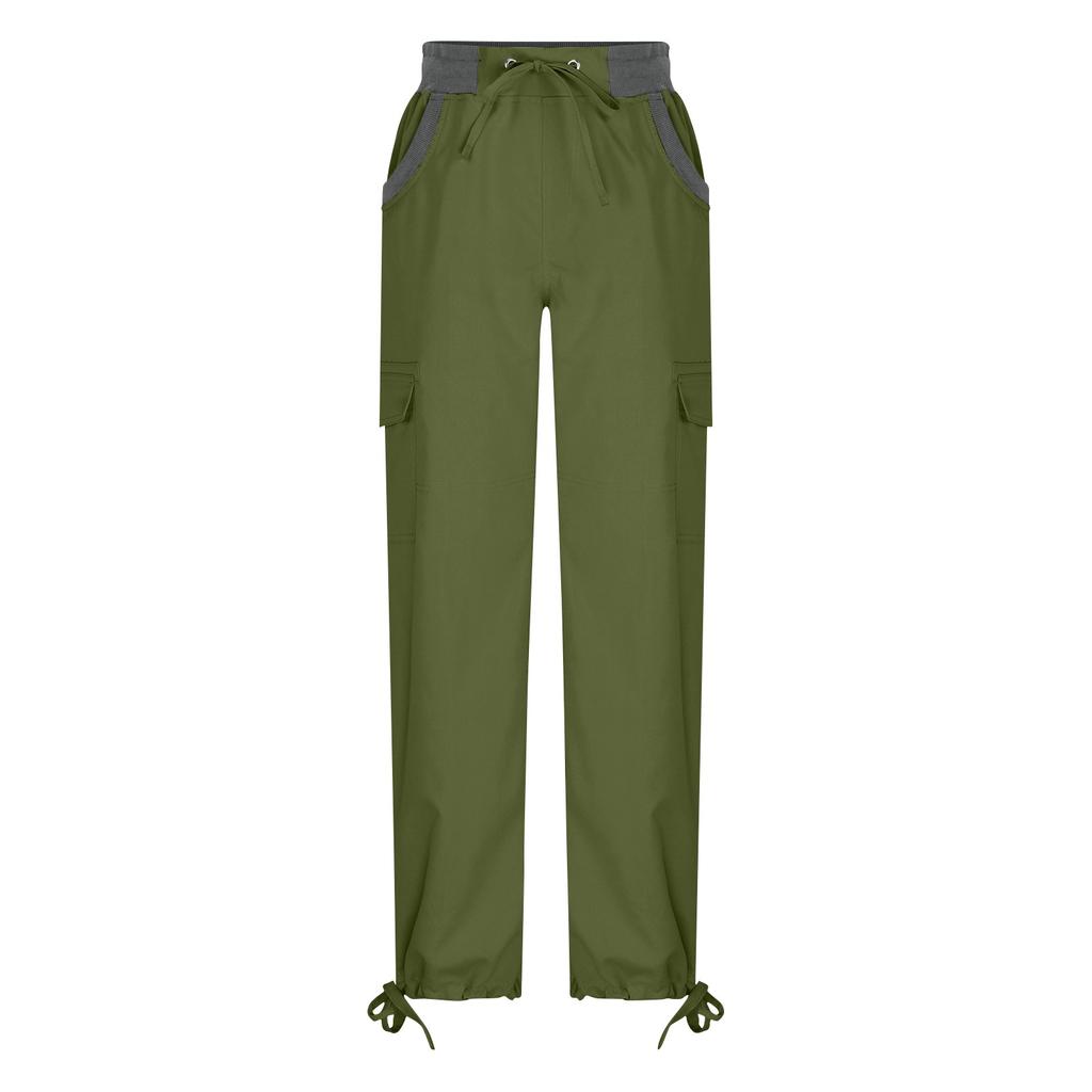 Women's Casual Color High Waisted Drawstring Pocket Workwear Pants