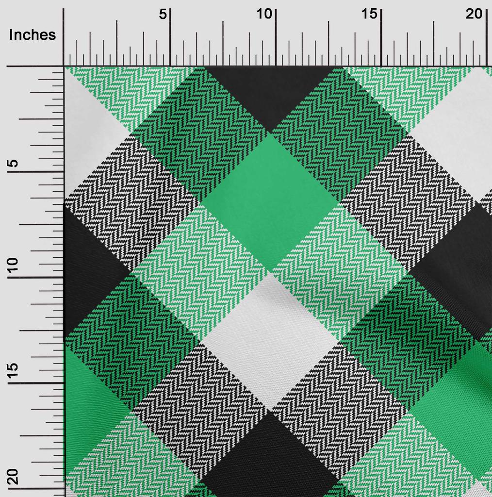 oneOone Cotton Flex Green Fabric Tartan Fabric For Sewing Printed Craft Fabric By The Yard 40 Inch