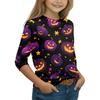 Kids Casual Long Sleeve T-Shirt with Halloween Print Round Neck for Party Costume