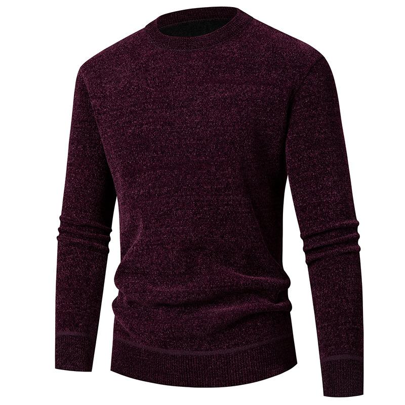 Winter Men's Business Casual Sweater Crew Neck Long Sleeve Plush Bottom Shirt
