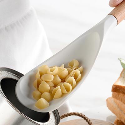 Silikon-Kochlöffel für antihaftbeschichtetes Kochgeschirr, BPA-freier Holzgriff, hitzebeständiger Rührlöffel zum Mischen und Schaben