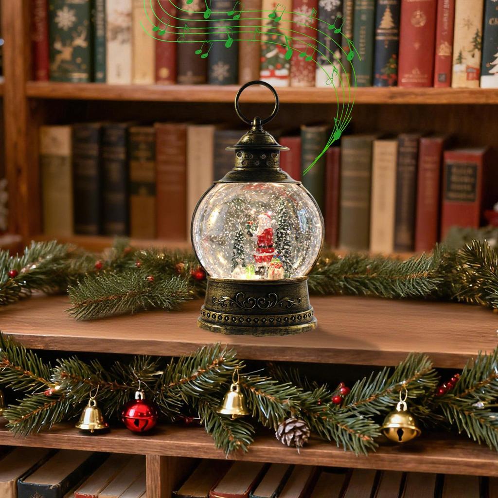 Christmas Snow Globe With Music USB And Battery Powered Seasonal Decoration Snow Globe Musical Box For Family Indoor Holiday
