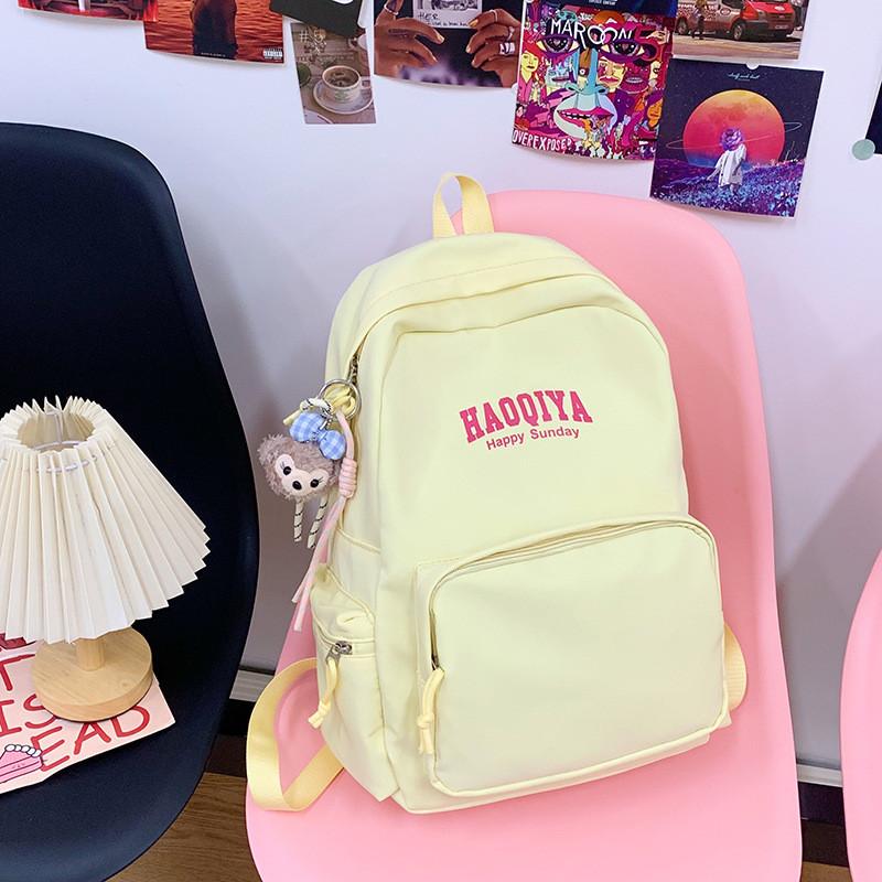 

Haoqiya Durable Letter Backpack Ergonomic Straps Middle High Students School YellowDecor