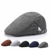 Adjustable Newsboy Caps Solid Color Flat Visor Cap Fashion Vintage Berets Hat  Men