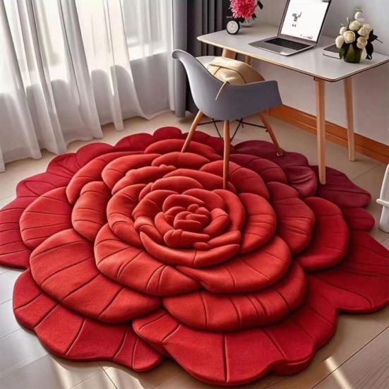 3D Flower Floor Mat Absorbent Floral Bathroom Rug Quick-Dry Floor Rug with Anti-Slip Backing for Kitchen Bedroom Entryway Vanity Area