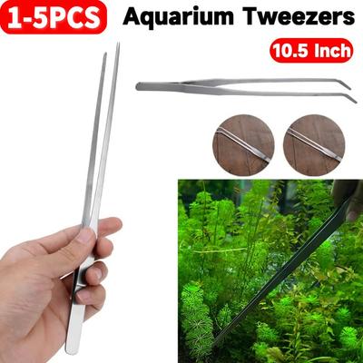 10.5 Inch Reptile Feeding Tongs Stainless Steel Plant Aquascape Tool Ergonomic Fish Tank Long Tweezers for Terrarium Aquarium