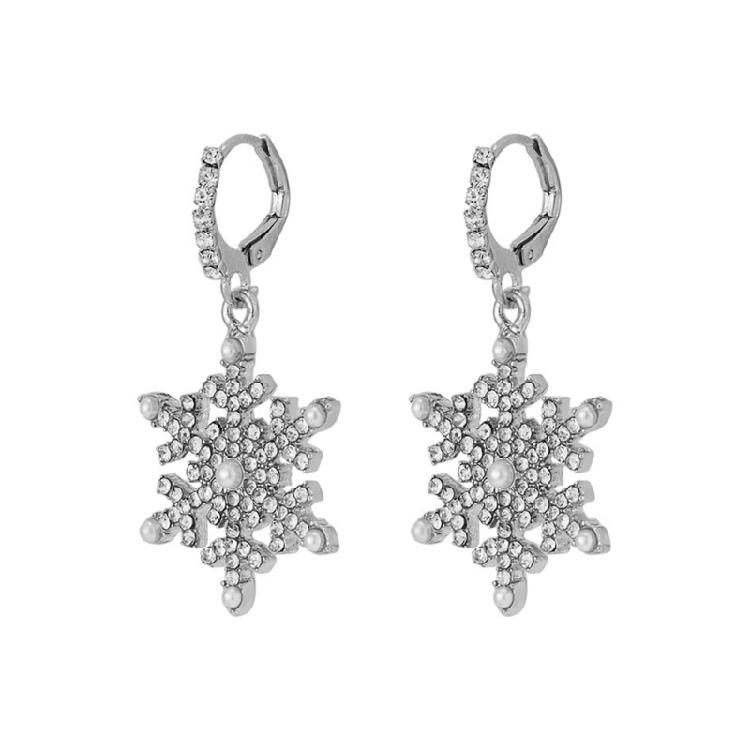 

Handmade Snowflake Pendant Earrings with Rhinestones Zircon Accent Ear Accessories Women Fashion Jewelry 1