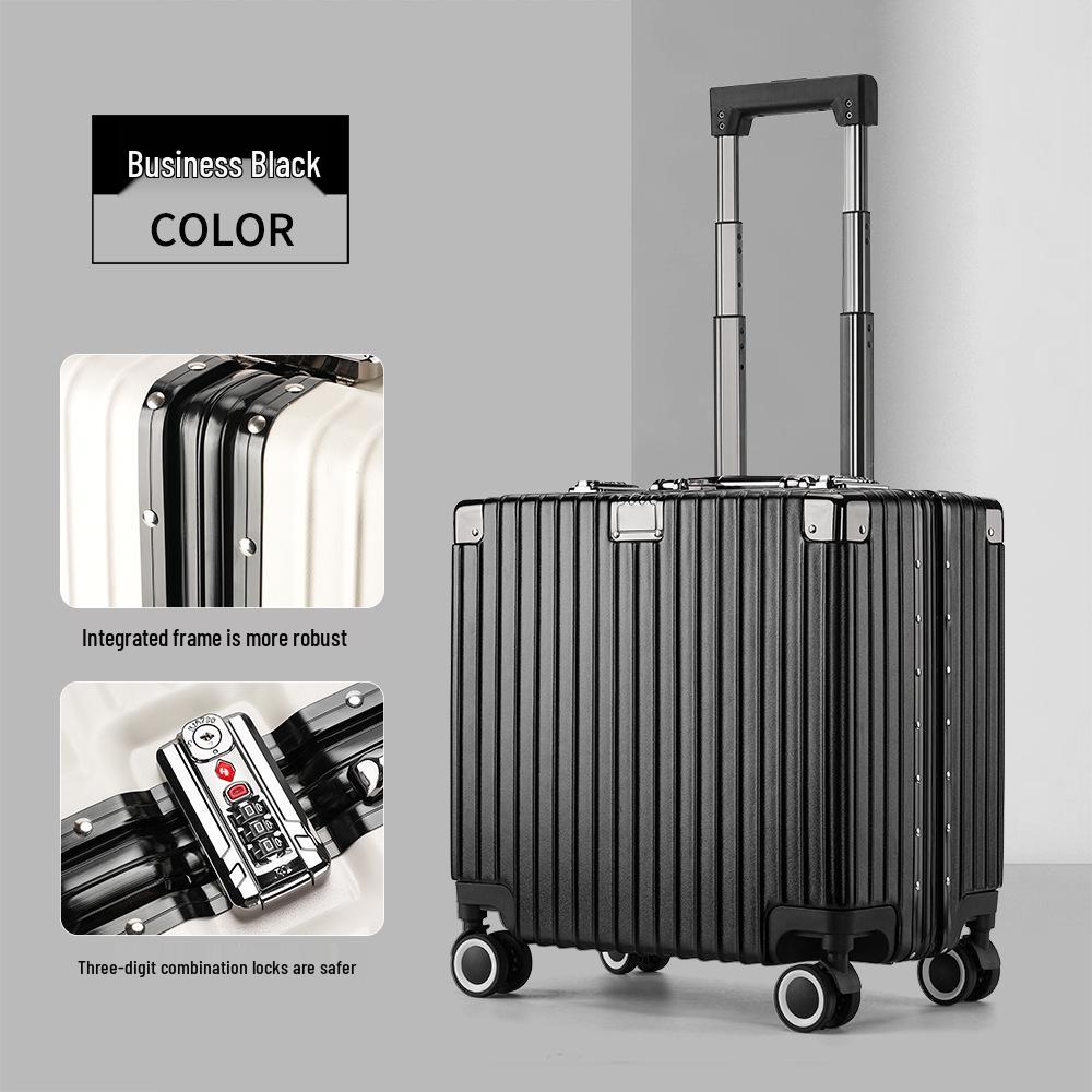 Lightweight 18-Inch Aluminum Carry-On Trolley with Quiet Wheels, Sturdy and Durable