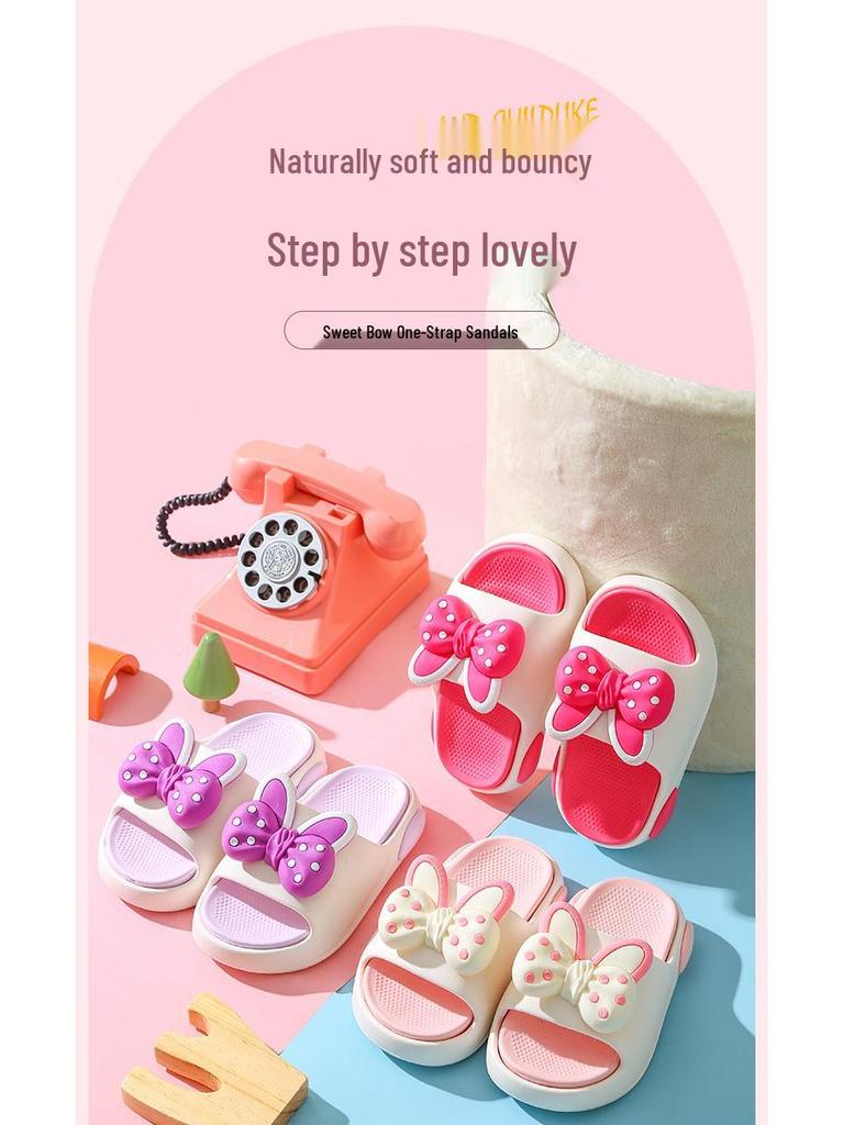 Little Princess Girls' EVA Bow Knot Sandals - Soft Sole for Indoor/Outdoor Wear