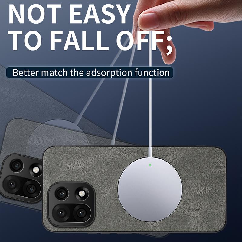 For OnePlus 15 Case Luxury Leather Skin Magnetic Magsafe Protective Back Cover Phone Shell