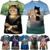 Fashion Funny Street Style Pullover Cute Cat Men'sT-shirt Casual Creative 3D Printing Animal T-shirt Summer Women O Neck T-shirt