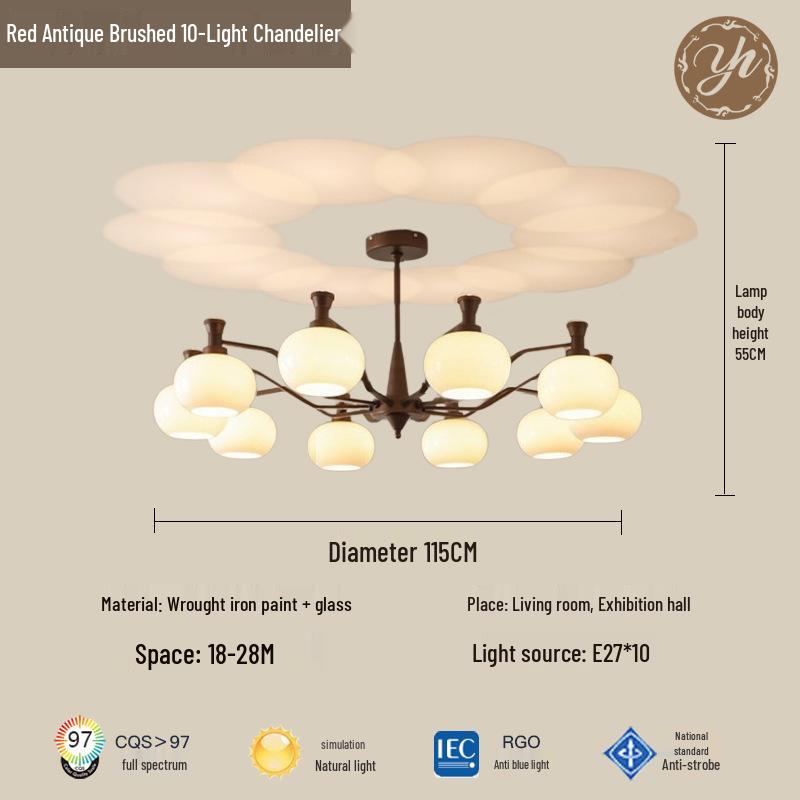 2025 French Mid-Century Luxury Chandelier: Retro American Persimmon Hall Lighting Fixture