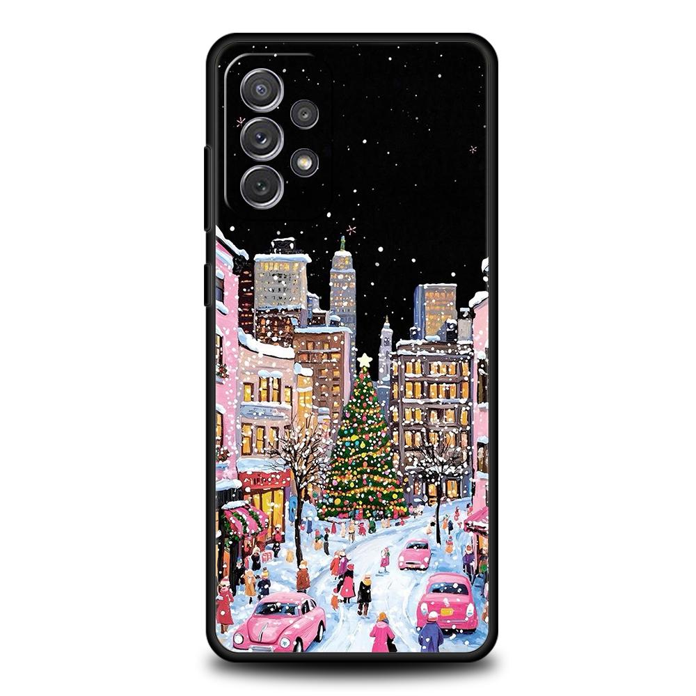 Phone Case for Samsung Galaxy A55 A53 A52 A52S A51 A41 A35 A32 A25 A23 A15 A13 Soft TPU Merry Christmas Beautiful Winter Snow