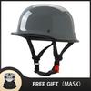 S-4XL German Vintage Motorcycle Cruiser Helmet Half Face Helmet Motorcycle Helmet Bright Black Car-styling DOT ece Approved