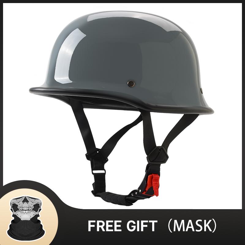 

S-4XL Немецкий Винтажный Мотоциклетный Круизер Шлем Шлем Половина Лица Мотоциклетный Шлем Ярко-Черный Автостайлинг Одобрено DOT ece XXXXL