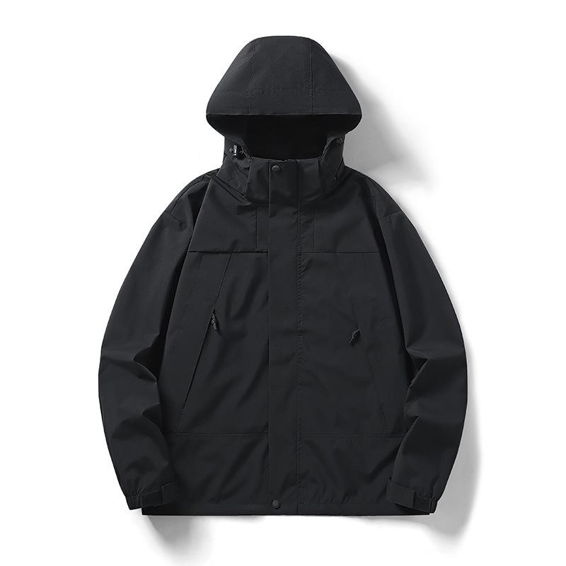 Outdoor Men's Hooded Sports Jacket with Color Blocking Waterproof and Windproof Jacket Mountaineering Jackets for Unisex