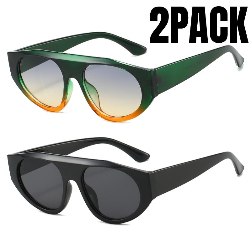 2PACK Retro Big Frame Cat Eye Sunglasses Women Men Luxury Brand Outdoor Driving Summer Traveling Sun Glasses UV400