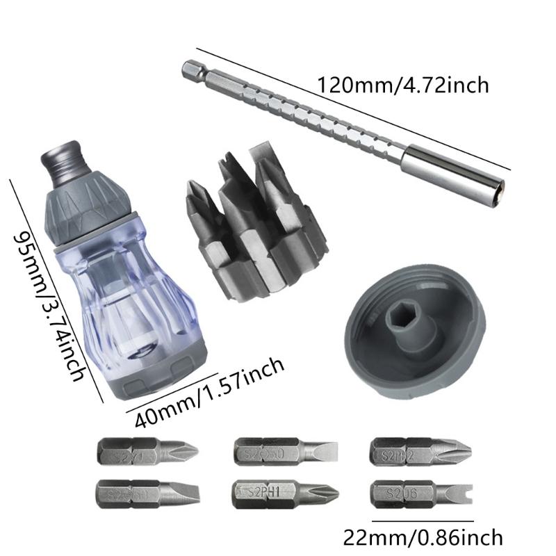 Practical Ratcheting Screwdriver Set Featuring 12 Steel Bit and Ergonomic Grip for Accuracy Work