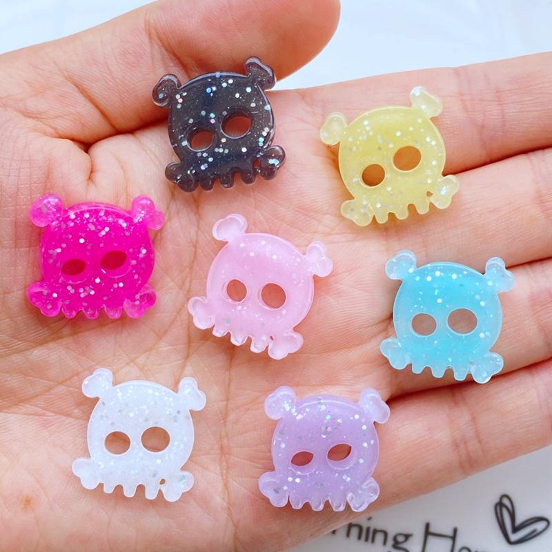 10Pcs New Cute Mini Halloween Skull Series Flat Back Resin Cabochons Scrapbooking DIY Jewelry Craft Decoration Accessories