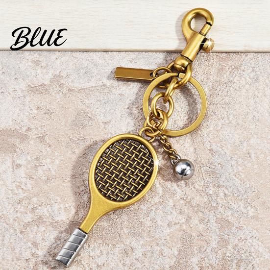 Tennis Keychain Pendant Sports Style Mini Racket Ball Engraved Design