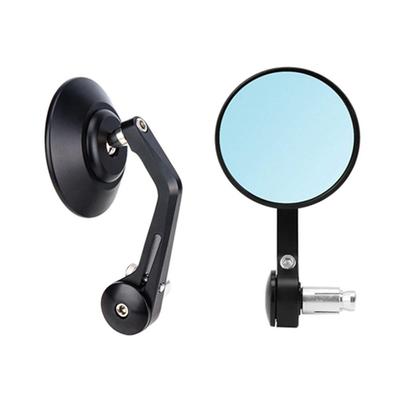 SEMIMO Bike Bar End Mirror CNC Finish 22mm Handle Universal Bike Mirror Compatible with MT07 MT09 Z125 GROM NC700 Round Blue Mirror Black GSX-S1000F