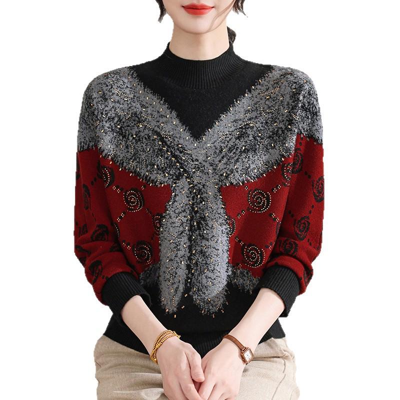 2026 Stylish Warm Winter Sweater for Middle-Aged Women - Half-High Collar Base Layer