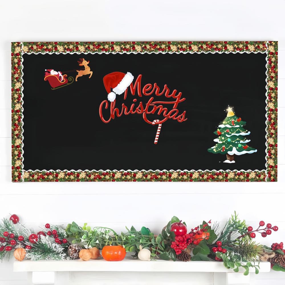 18M Christmas Decoration Border Stickers Holiday Christmas Atmosphere Creative Window Home Decoration Christmas Gift Wrapping