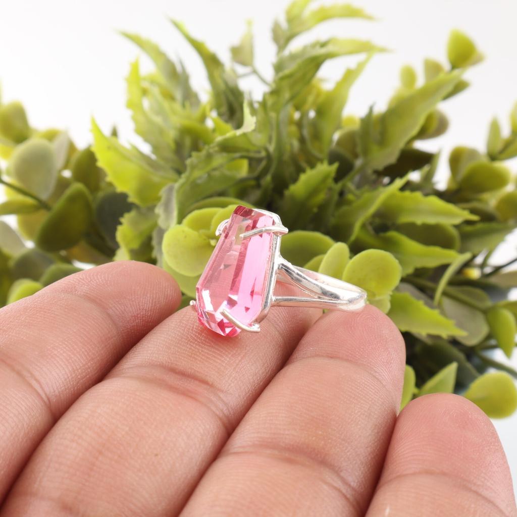 Pink Tourmaline Gemstone 925 Sterling Silver Jewelry Handmade Ring Gift For Her RR-40-2