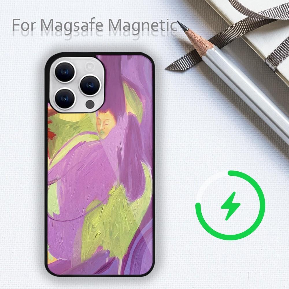 Amybeager Art Etui na telefon dla iPhone 15 14 13 12 11 Plus Pro Max Magsafe Magnetyczne Ładowanie Bezprzewodowe