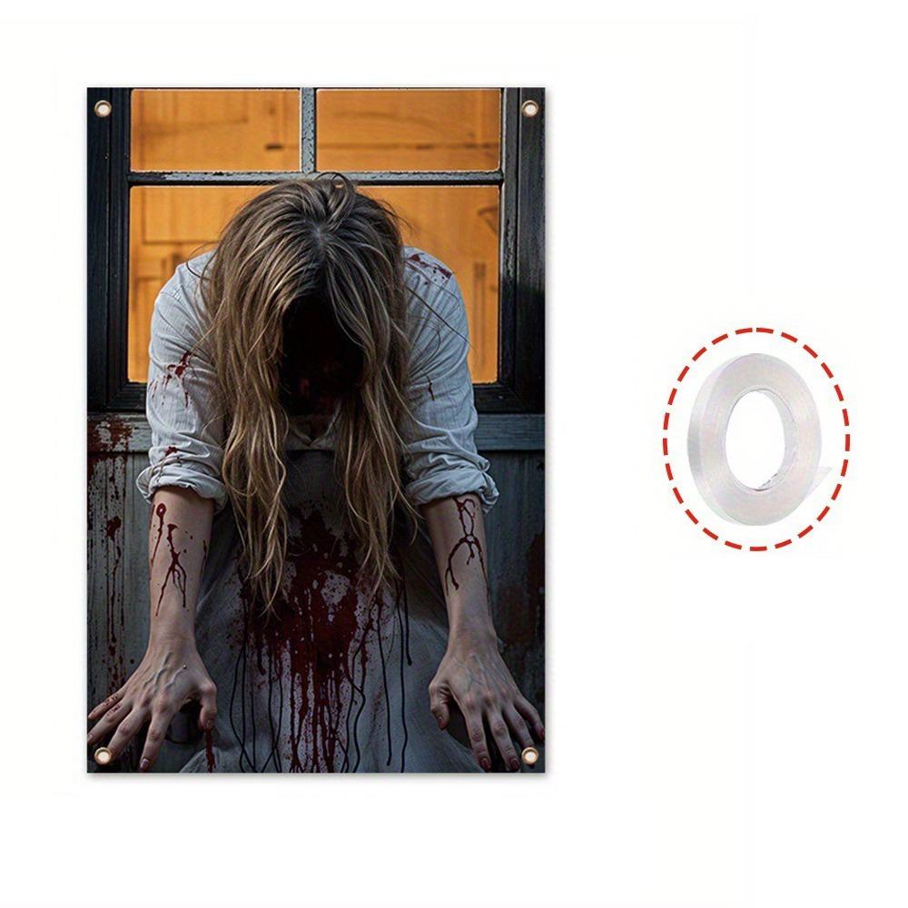 Blood Ghost Pattern Halloween Window Cover Banner Ghost Door Cover Backdrop Haunted House