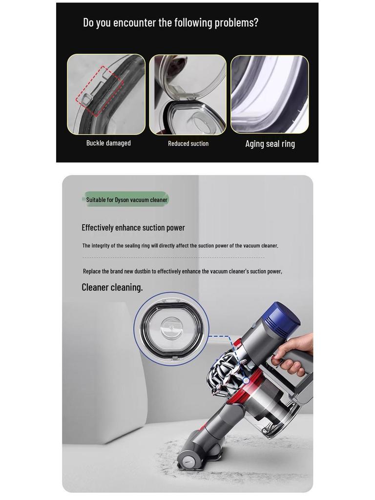 Inele de Etanșare și Accesorii Recipient Transparent pentru Praf pentru Aspiratoarele Dyson V10/V11/V12