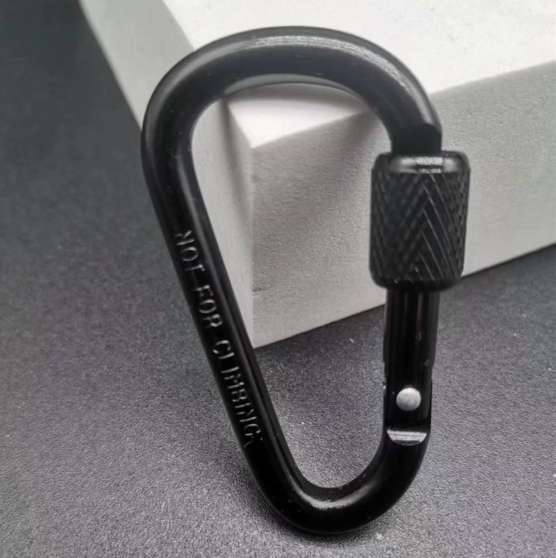 Outdoor Aluminum Alloy Mountaineering Buckle Quick Hang 6 With Lock Key Chain Backpack Buckle Hanging Buckle D Type With Lock Buckle Wind Rope Buckle