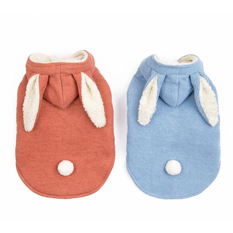 Autumn and winter new pet cotton-padded clothes, velvet dog clothes, rabbit transformation clothes, a piece of teddy French fighting dog clothes.