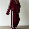 Boucle de mode 2026 trois barres costume décontracté veste à col montant rétro pantalon de survêtement large ensemble deux pièces