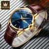 OLEVS 6898 Luxury Quartz Movement Watch for Men Sports Shock-resistant Calendar Leather Luminous Waterproof Mens Wristwatches