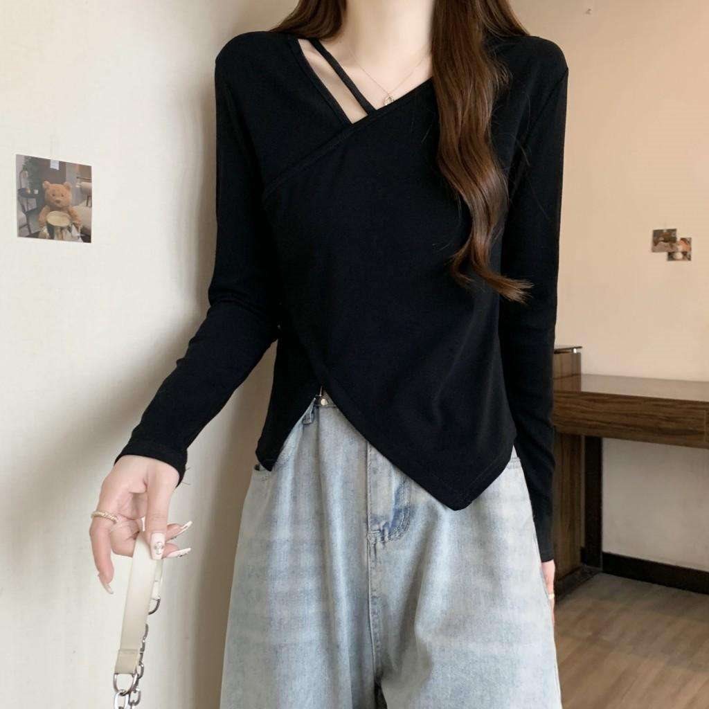 Oversized V Neck T Shirt For Women With Embroidery And Asymmetrical Design For Casual Wear