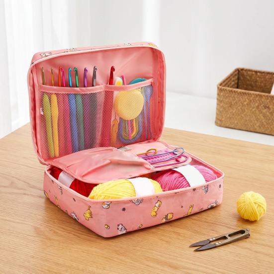 DIY Lace Blanket Weaving Tools 59Pcs/Set Crochet Kit, Ergonomic Hooks Yarn Accessories Set Knitting Supplies for Beginners with Storage Bag, Complete