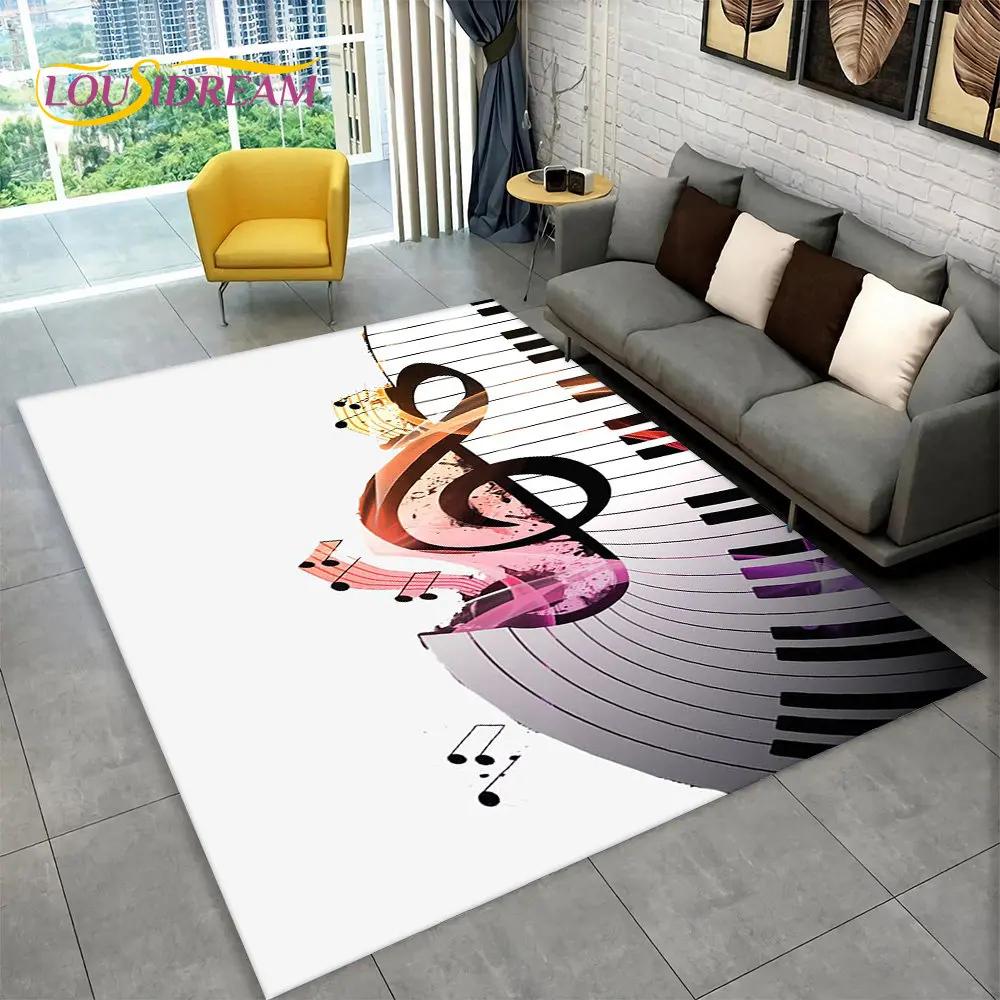 3D Müzik Nota Piyano Sanat Alan Kilim Büyük, Oturma Odası Yatak Odası Kanepe Paspas Dekor için Halı Kilim, Çocuk kaymaz Zemin Mat