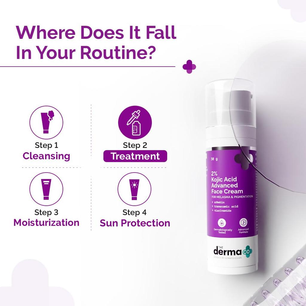 The Derma Co 2% Kojic Acid Advanced Face Cream 30 g With Niacinamide & Arbutin for Even Skin Tone