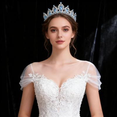 Coroană de Piatră Strălucitoare la Modă pentru Păr, Accesoriu Coroană de Păr Barocă, Accesorii pentru Petrecere de Dans, Petrecere de Ziua de Naștere, Regină, Coafură Updo
