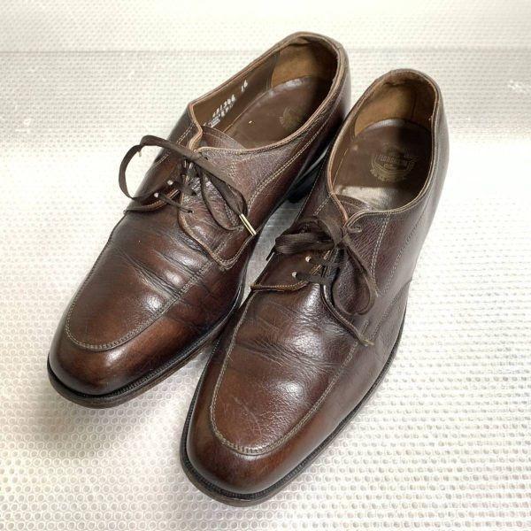 

60s 70s Vintage Florsheim Size 10E 27.5 28.0cm U Tip Business Shoes Brown