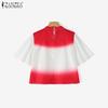 ZANZEA Women Summer Round Neck Casual Half Sleeve Print Blouse