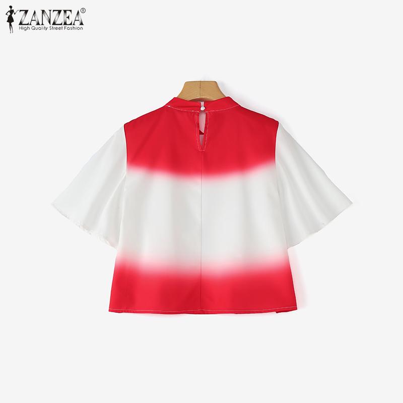 ZANZEA Women Summer Round Neck Casual Half Sleeve Print Blouse