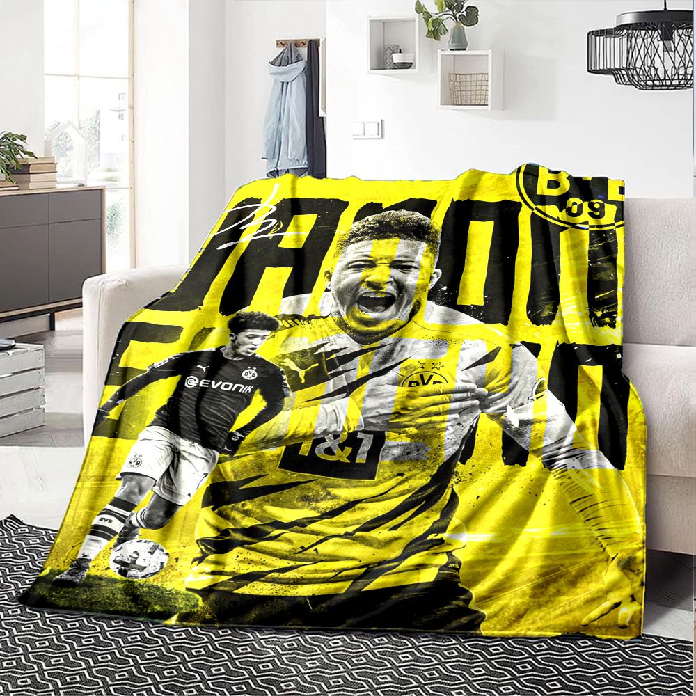 Jadon Sancho Borussia Dortmund Football Print Flannel Blanket Soft Warm Throw Blanket Soccer Fan Sofa Bed Decor