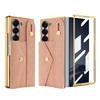 Card Bag PU Leather Integrated Case and Screen Protector Phone Case with Wrist Strap for Samsung Z Fold 7 6 5 4