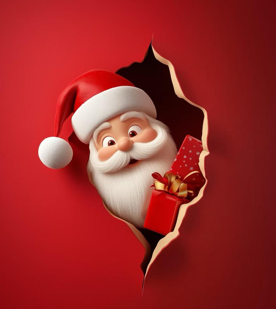 3D Santa Claus Christmas Blanket Festive Red Broken Wall Design Soft Flannel Throw Blanket Xmas Gift for Kids & Adults Travel