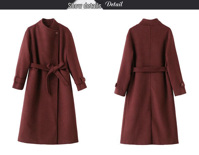 Women's Woolen Lapel Coat - Extra Long, Cotton-Padded Warmth for Autumn & Winter (HR1020)