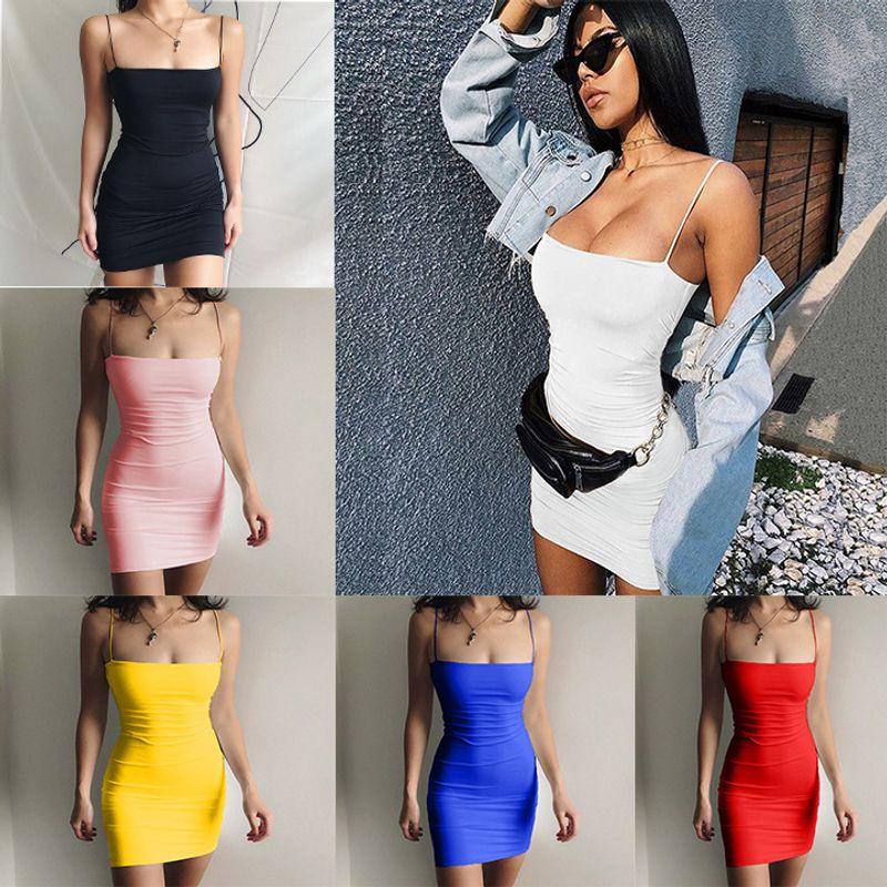 

2023 Solid Color Sleeveless Women s Dress Sleeveless Women s Dress Dress Yellow XL